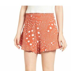 Anthropologie Fifth Label Peppers Shorts high rise waist Polka Dots Ruffles Red